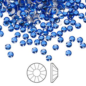 Flat back 144pk sapphire foil back, Preciosa Viva 12® Czech crystal rhinestone 3-3.2mm chaton rose round SS12
