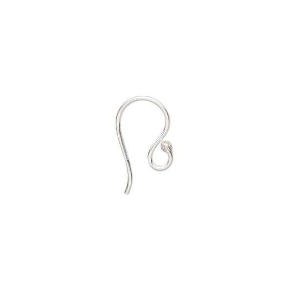 Ear wire fishhook 1pkg4 sterling silver, 12mm / 1.5mm ball / open loop, 20 gauge 2 pair image number 0