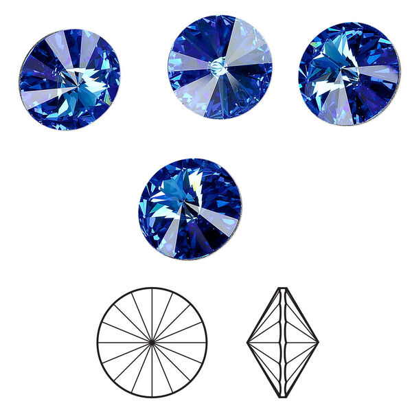 Chaton 4pk sapphire foil back, Crystal Passions® 14mm rivoli 1122 image number 0