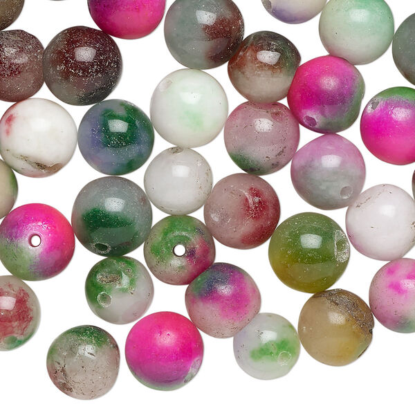Malaysia "jade" 1pkg1, irregular round bead 2 oz mix 7-9mm image number 0