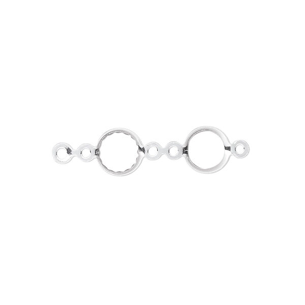 Link, sterling silver, 6mm round fold-over bezel setting. Sold per pkg of 6. image number 0