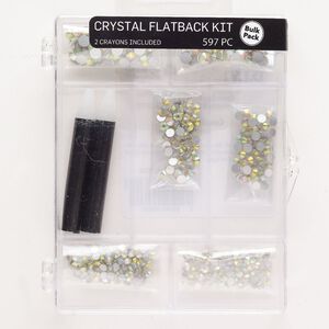 Flat back mix glass 1pk 3.00-4.8mm round SS12 SS16 SS20, opaque peridot AB