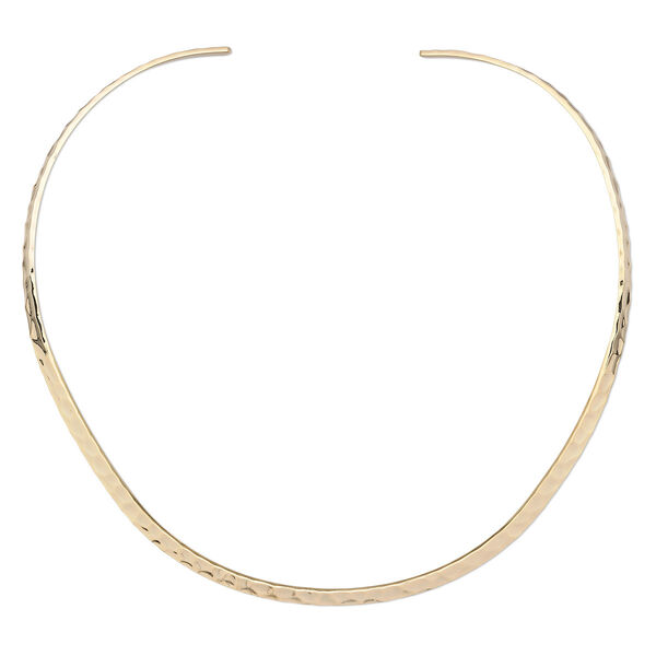 Neckwire, gold-plated brass, 5mm flat hammered, 16 inches. Sold individually. image number 0