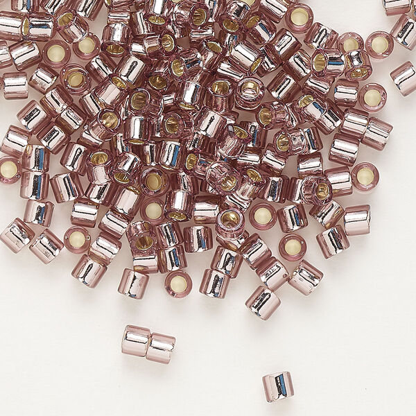 Seed bead, Delica®, glass, pkg/7.5g, #8 round, transparent silver-lined smoky amethyst (DBL-0146). image number 0