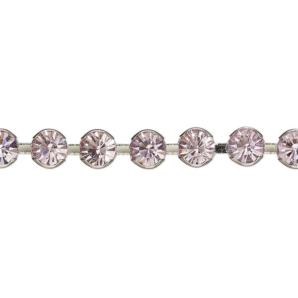 Cupchain, VINTAGE Crystal™, imitation rhodium plate brass and crystal, light amethyst, 5.8mm round. Sold per pkg of 1 meter. image number 0