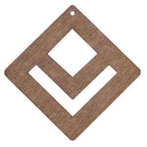 Focal, fiberboard, brown, 2-1/2 inch top-drilled diamond with diamond and chevron cutouts. Sold per pkg of 6.