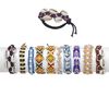 Bracelet mix, wood (dyed) / gold-ringer cowrie shell (natural) / nylon cord / polymer clay / plastic / glass, multicolored, promise style, adjustable from 6-9 inches with macramé knot closure. Sold per pkg of 10. image number 0