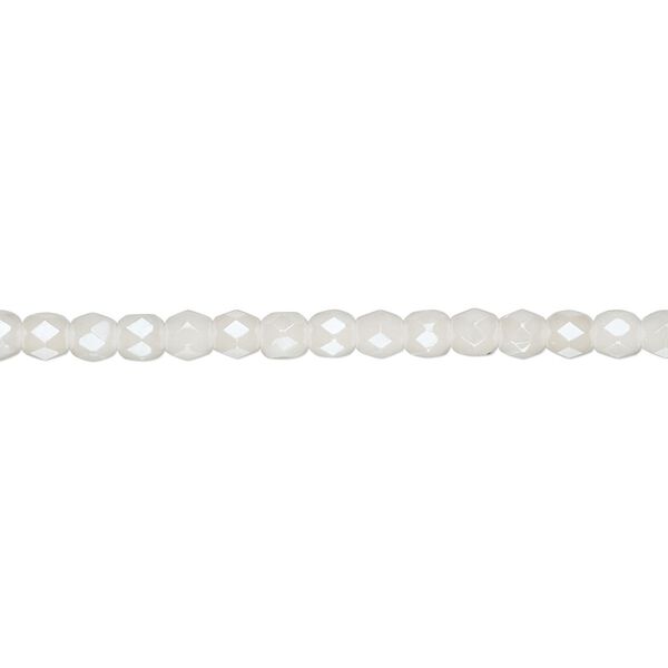 Bead, Czech fire-polished glass, light ivory luster, 3mm faceted round. Sold per 15-1/2" to 16" strand, approximately 130 beads. image number 0