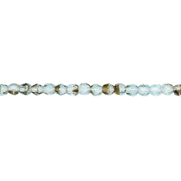 Bead, Czech fire-polished glass, black and turquoise blue, 3mm faceted round. Sold per 15-1/2" to 16" strand, approximately 130 beads. image number 0