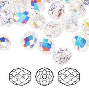 Bead 72pk crystal AB, Swarovski® 9.5x8mm olive briolette 5044