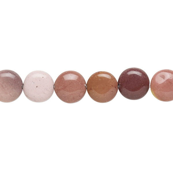 Moukaite jasper 1pkg1, flat round bead natural 15.5-16 inch 8mm image number 0