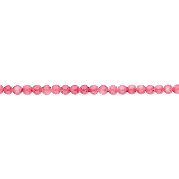 Bead, mother-of-pearl shell (dyed), pink, 2mm round, Mohs hardness 3-1/2. Sold per 15" to 16" strand. image number 0