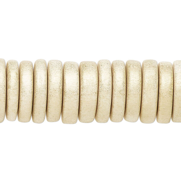 Taiwanese cheesewood 1pkg1, hand-cut painted rondelle bead 8 inch gold cream 15x4mm image number 0