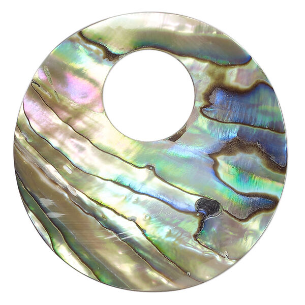 Focal, paua shell (natural), 44mm hand-cut single-sided go-go, Mohs hardness 3-1/2. Sold individually. image number 0