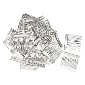 Hair comb, silver-finished brass, 1 inch with hooked lip. Sold per pkg of 24.