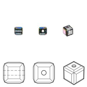 Bead 288pk crystal vitrail medium, Swarovski® 4mm cube 5601