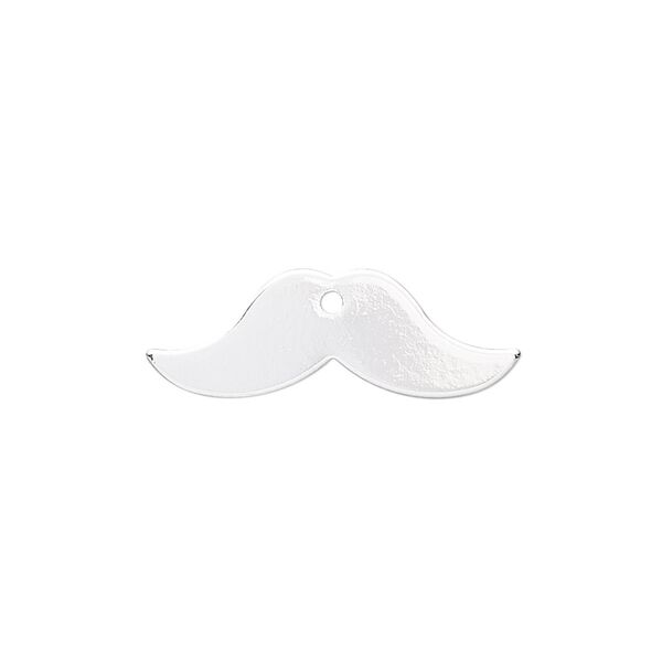 Charm, silver-finished steel, 25x9mm mustache. Sold per pkg of 10. image number 0