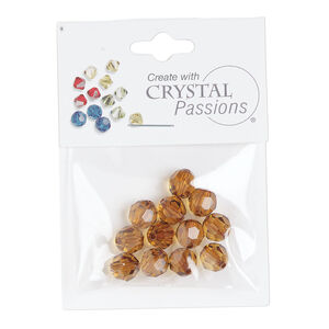 Bead 1pkg12 pale amber, Crystal Passions&reg; 8mm round 5000