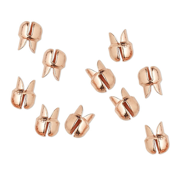 Crimp, Bulldog Crimp™, copper-plated "pewter" (zinc-based alloy), 7x6mm. Sold per pkg of 10. image number 0