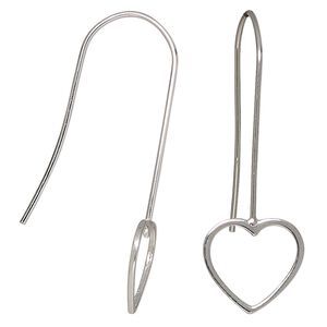 Earring, Create Compliments®, sterling silver, 40.5mm fishhook with open heart. Sold per pair.