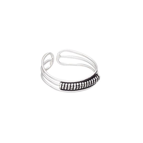 Ring, enamel and silver-plated brass, black, 4mm wide, adjustable. Sold individually. image number 0