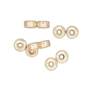 Spacer bar, 14Kt gold-filled, 12x6mm 2-strand double-sided rondelle. Sold per pkg of 5.