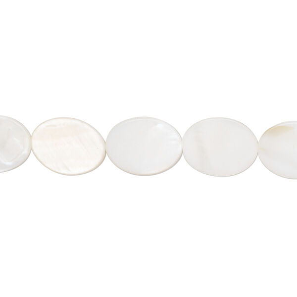 Mother-of-pearl shell 1pkg1, flat oval bead 15 inch 11x8mm-12x9mm image number 0