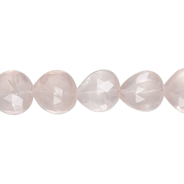 Rose quartz 1pkg1, hand-cut faceted puffed teardrop bead natural 8 inch 10x9mm-13x12mm image number 0