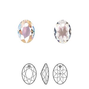 Drop 48pk crystal shimmer, Swarovski® 11.5mm pendant elliptic cut 6438