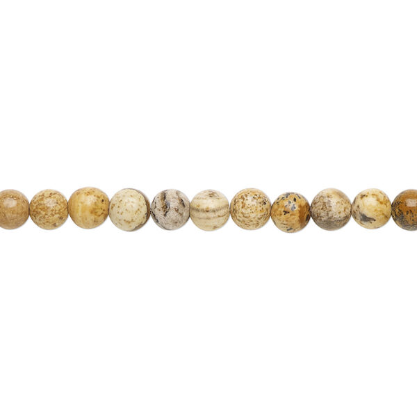 Bead, picture jasper (natural), 4mm round, B grade, Mohs hardness 6-1/2 to 7. Sold per 15-1/2" to 16" strand. image number 0