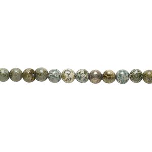 Green brecciated jasper 1pkg1, round bead natural 15.5-16 inch 4mm
