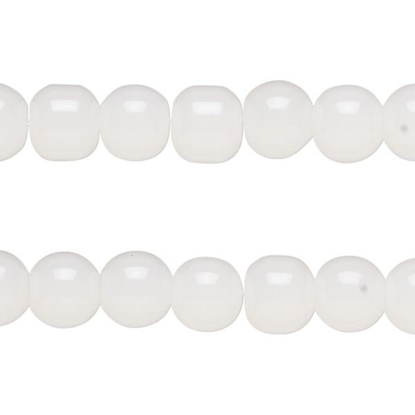 Bead, glass, opaque white, 7-8mm round. Sold per pkg of (2) 15-inch strands. image number 0