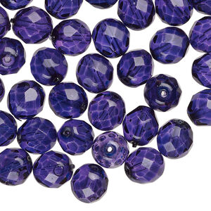 Bead, Czech fire-polished dipped d&eacute;cor glass 1pkg60, cobalt, 8mm faceted round.