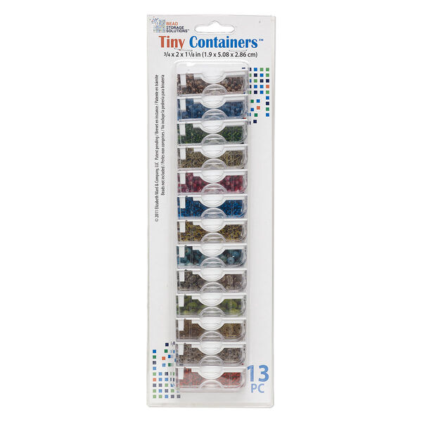Organizer, Tiny Containers™, Bead Storage Solutions™, plastic, clear and opaque off-white, 2 x 1-1/8 x 3/4 inches. Sold per 13-piece set. image number 2
