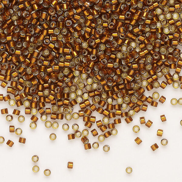 Seed bead, Delica®, glass, pkg/50g, #11 round, opaque silver-lined glazed dark honey (DB-1682). image number 0