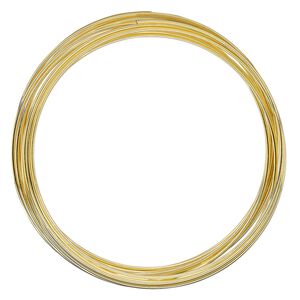 Memory wire, Beadalon®, gold-plated carbon steel, 2.25-2.63 inch round bracelet, 1mm thick extra heavy duty. Sold per 0.5-ounce pkg, approximately 9 loops.