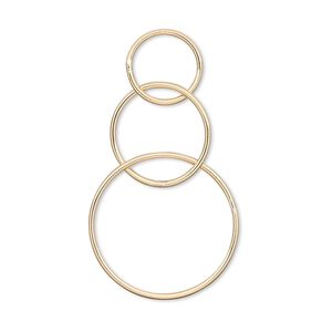 Drop, 14Kt gold-filled, 3 linked circles, 19mm, 14mm, 10mm. Sold individually.