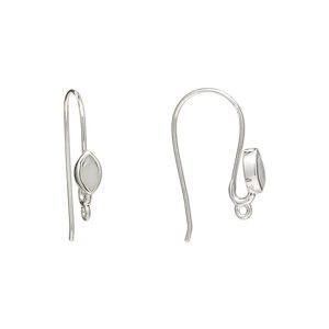 Sterling silver / white agate 1pkg2, marquise ear wire natural, fishhook / closed loop 22 gauge 18mm / 6x3.5mm