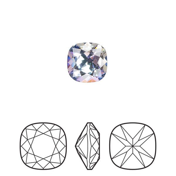 Fancy stone 2pk crystal vitrail light foil back, Preciosa MAXIMA Czech crystal rhinestone 10mm cushion square image number 0