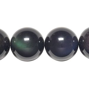 Rainbow obsidian 1pkg1, round bead natural 8 inch 18mm