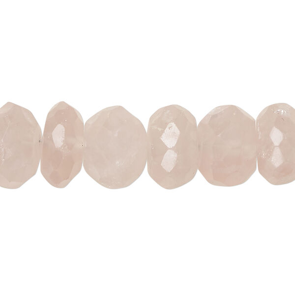 Rose quartz 1pkg1, hand-cut faceted rondelle bead natural, 7 inch 13x5mm-14xmm image number 0
