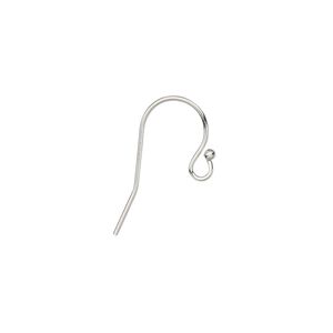 Ear wire fishhook 1pkg2 14Kt white gold, 12mm ball / open loop, 22 gauge 1 pair