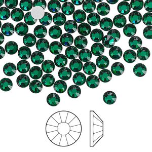Flat back 1440pk emerald foil back, Preciosa Viva 12® Czech crystal rhinestone 3.8-4mm chaton rose round SS16
