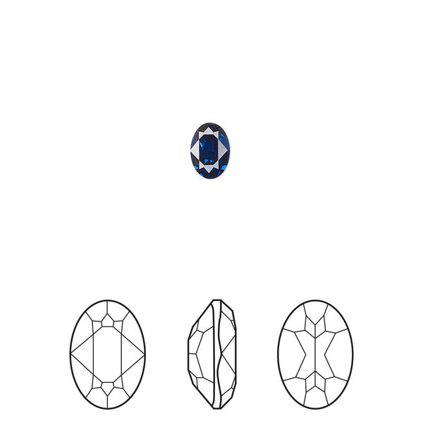 Fancy stone 360pk dark sapphire foil back, Swarovski® ReCreated™ 6x4mm oval 4120 image number 0
