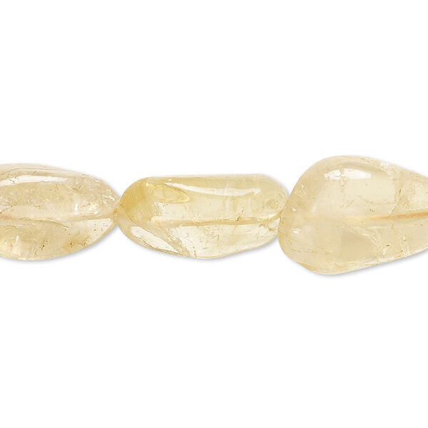 Bead, citrine (heated / dyed), medium tumbled nugget, Mohs hardness 7. Sold per 15-1/2" to 16" strand. image number 0