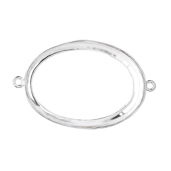 Link, fine silver, 31x23mm open-back oval with 30x22mm oval bezel cup setting. Sold individually. image number 0
