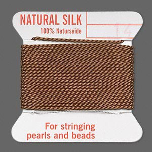 Thread, Griffin, silk, brown, size #14. Sold per 2-meter card (approximately 78 inches). image number 0