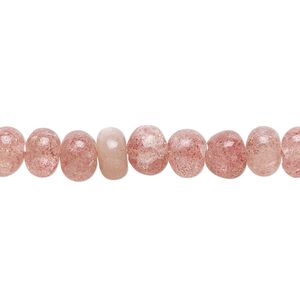 Strawberry quartz 1pkg1, hand-cut rondelle bead natural 14 inch 7x5mm-8x6mm