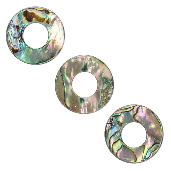 Component, paua shell (natural), 20mm donut. Sold per pkg of 2. image number 0