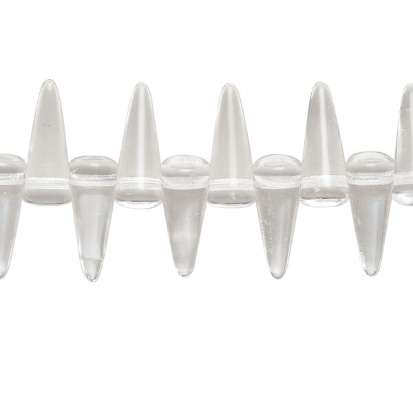 Bead 1 pk transparent clear, Preciosa Czech pressed glass 13x5mm center-drilled spike 6 inch image number 0